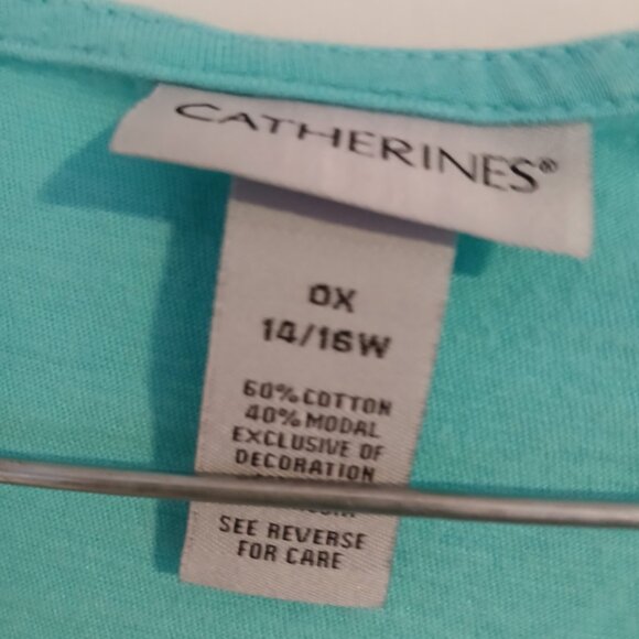 Catherine's Women's Crochet Swing Tunic Aqua Blue SZ 0X GUC - Picture 3 of 5